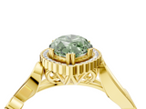 Yellow gold Fancy Green Marquise  Halo Diamond Ring with Vintage Split Shank and Four-Prong Setting_41