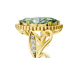 Yellow gold Fancy Green Marquise  Halo Diamond Ring with Vintage Split Shank and Four-Prong Setting_42