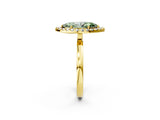 Yellow gold Fancy Green Marquise  Halo Diamond Solitaire with Pavé Band and Four-Prong Setting_74
