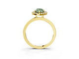 Yellow gold Fancy Green Marquise  Halo Diamond Solitaire with Pavé Band and Four-Prong Setting_75