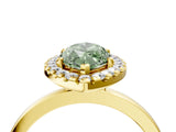 Yellow gold Fancy Green Marquise  Halo Diamond Solitaire with Pavé Band and Four-Prong Setting_76
