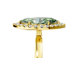 Yellow gold Fancy Green Marquise  Halo Diamond Solitaire with Pavé Band and Four-Prong Setting_77