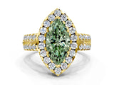 Yellow gold Fancy Green Marquise  Halo Diamond Split Shank Engagement Ring with Prong Setting_57