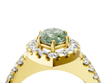 Yellow gold Fancy Green Marquise  Halo Diamond Split Shank Engagement Ring with Prong Setting_61