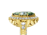 Yellow gold Fancy Green Marquise  Halo Diamond Split Shank Ring with Milgrain Detail_54
