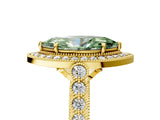 Yellow gold Fancy Green Marquise  Halo Milgrain Solitaire with Bezel Set Side Stones and Pave Band_42