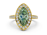 Yellow gold Fancy Green Marquise  Halo Pavé Diamond Engagement Ring with Bezel Setting_36