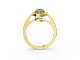 Yellow gold Fancy Green Marquise  Halo Pavé Diamond Engagement Ring with Bezel Setting_39