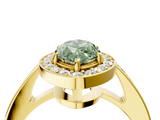 Yellow gold Fancy Green Marquise  Halo Pavé Diamond Engagement Ring with Bezel Setting_40