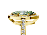 Yellow gold Fancy Green Marquise  Halo Pavé Diamond Engagement Ring with Bezel Setting_41