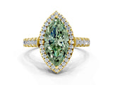 Yellow gold Fancy Green Marquise  Halo Pavé Diamond Engagement Ring with Four-Prong Setting_26