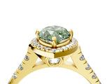 Yellow gold Fancy Green Marquise  Halo Pavé Diamond Engagement Ring with Four-Prong Setting_30