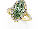 Yellow gold Fancy Green Marquise  Halo Pavé Diamond Engagement Ring with Four-Prong Setting_4