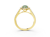 Yellow gold Fancy Green Marquise  Halo Pavé Diamond Engagement Ring with Four-Prong Setting_6