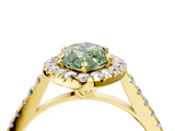 Yellow gold Fancy Green Marquise  Halo Pavé Diamond Engagement Ring with Four-Prong Setting_7