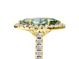 Yellow gold Fancy Green Marquise  Halo Pavé Diamond Engagement Ring with Four-Prong Setting_8