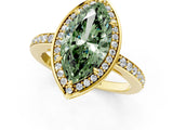Yellow gold Fancy Green Marquise  Halo Pave Band Solitaire Ring with Prong Setting_67