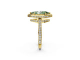Yellow gold Fancy Green Marquise  Halo Pave Band Solitaire Ring with Prong Setting_68