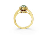 Yellow gold Fancy Green Marquise  Halo Pave Band Solitaire Ring with Prong Setting_69