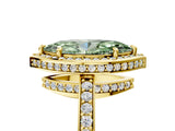 Yellow gold Fancy Green Marquise  Halo Pave Band Solitaire Ring with Prong Setting_71