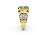 Yellow gold Fancy Green Marquise  Halo Pave Diamond Engagement Ring with Milgrain Detailing_49