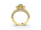 Yellow gold Fancy Green Marquise  Halo Pave Diamond Engagement Ring with Milgrain Detailing_50