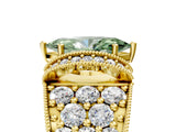 Yellow gold Fancy Green Marquise  Halo Pave Diamond Engagement Ring with Milgrain Detailing_52