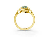 Yellow gold Fancy Green Marquise  Halo Round Diamond Milgrain Pave Engagement Ring_18