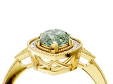 Yellow gold Fancy Green Marquise  Halo Round Diamond Milgrain Pave Engagement Ring_19