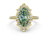 Yellow gold Fancy Green Marquise  Halo Round Diamond Pave Band with Four-Prong Setting_38