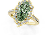 Yellow gold Fancy Green Marquise  Halo Round Diamond Pave Band with Four-Prong Setting_39