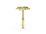 Yellow gold Fancy Green Marquise  Halo Round Diamond Pave Band with Four-Prong Setting_40