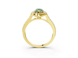 Yellow gold Fancy Green Marquise  Halo Round Diamond Pave Band with Four-Prong Setting_41