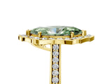 Yellow gold Fancy Green Marquise  Halo Round Diamond Pave Band with Four-Prong Setting_43