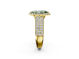 Yellow gold Fancy Green Marquise  Halo Round Diamond Pave Band with Prong Setting 2