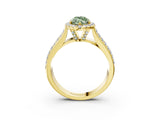 Yellow gold Fancy Green Marquise  Halo Round Diamond Pave Band with Prong Setting 3