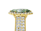 Yellow gold Fancy Green Marquise  Halo Round Diamond Pave Band with Prong Setting 5