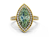 Yellow gold Fancy Green Marquise  Halo Solitaire Diamond Ring with Pave Band and Bezel Setting_83