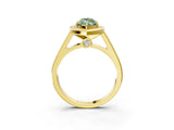 Yellow gold Fancy Green Marquise  Halo Solitaire Diamond Ring with Pave Band and Bezel Setting_86