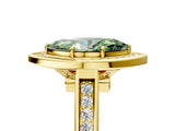 Yellow gold Fancy Green Marquise  Halo Solitaire Diamond Ring with Pave Band and Bezel Setting_88