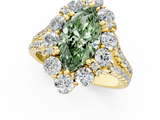 Yellow gold Fancy Green Marquise  Halo Split Shank Diamond Engagement Ring with Pave Band and Four-Prong Setting_55