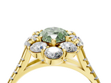 Yellow gold Fancy Green Marquise  Halo Split Shank Diamond Engagement Ring with Pave Band and Four-Prong Setting_58