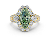 Yellow gold Fancy Green Marquise  Halo Split Shank Diamond Engagement Ring with Prong Setting_20