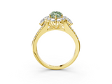 Yellow gold Fancy Green Marquise  Halo Split Shank Diamond Engagement Ring with Prong Setting_23