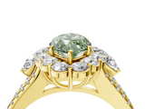 Yellow gold Fancy Green Marquise  Halo Split Shank Diamond Engagement Ring with Prong Setting_24