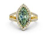 Yellow gold Fancy Green Marquise  Halo Split Shank Diamond Ring with Four-Prong Setting_32