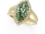 Yellow gold Fancy Green Marquise  Halo Split Shank Diamond Ring with Four-Prong Setting_33