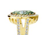 Yellow gold Fancy Green Marquise  Halo Split Shank Diamond Ring with Four-Prong Setting_37