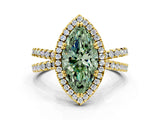 Yellow gold Fancy Green Marquise  Halo Split Shank Diamond Ring with Pavé Setting_43