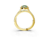 Yellow gold Fancy Green Marquise  Halo Split Shank Diamond Ring with Pavé Setting_46